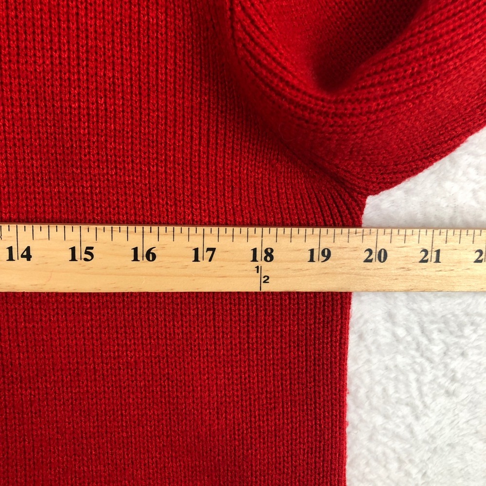 VTG Mark Fore & Strike Cardigan Sz 38 Red Acrylic Gold Buttons Pockets Sweater - Picture 6 of 9